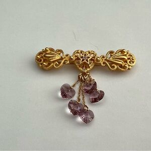 Vintaage Elegant Gold and Purple Heart Pendant Brooch
